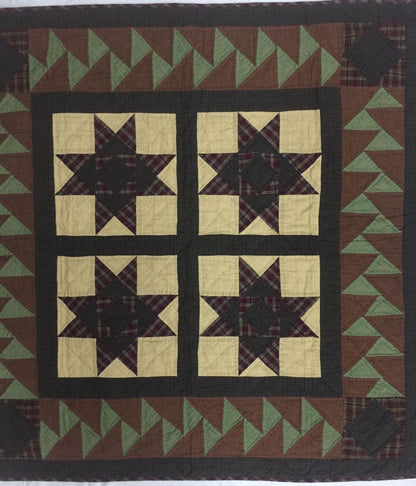 Hand made Hand quilted Throw Quilt, Table Toppers 44"x44" Christmas star patchwork Cotton quilt by Home Heart brands (Made in India)