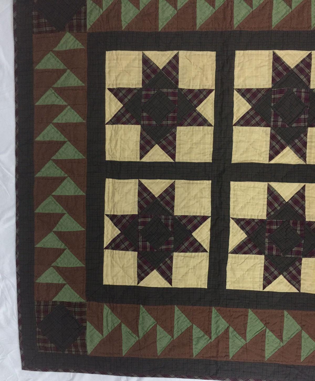 Hand made Hand quilted Throw Quilt, Table Toppers 44"x44" Christmas star patchwork Cotton quilt by Home Heart brands (Made in India)