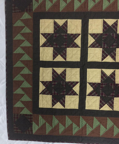 Hand made Hand quilted Throw Quilt, Table Toppers 44"x44" Christmas star patchwork Cotton quilt by Home Heart brands (Made in India)