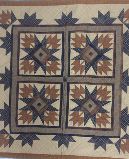 Hand made wall hanging quilt, Throws, Table topper Hand quilted Autumn leaves star 44"x44" Cotton Heirloom Quality by HOME HEART Brands