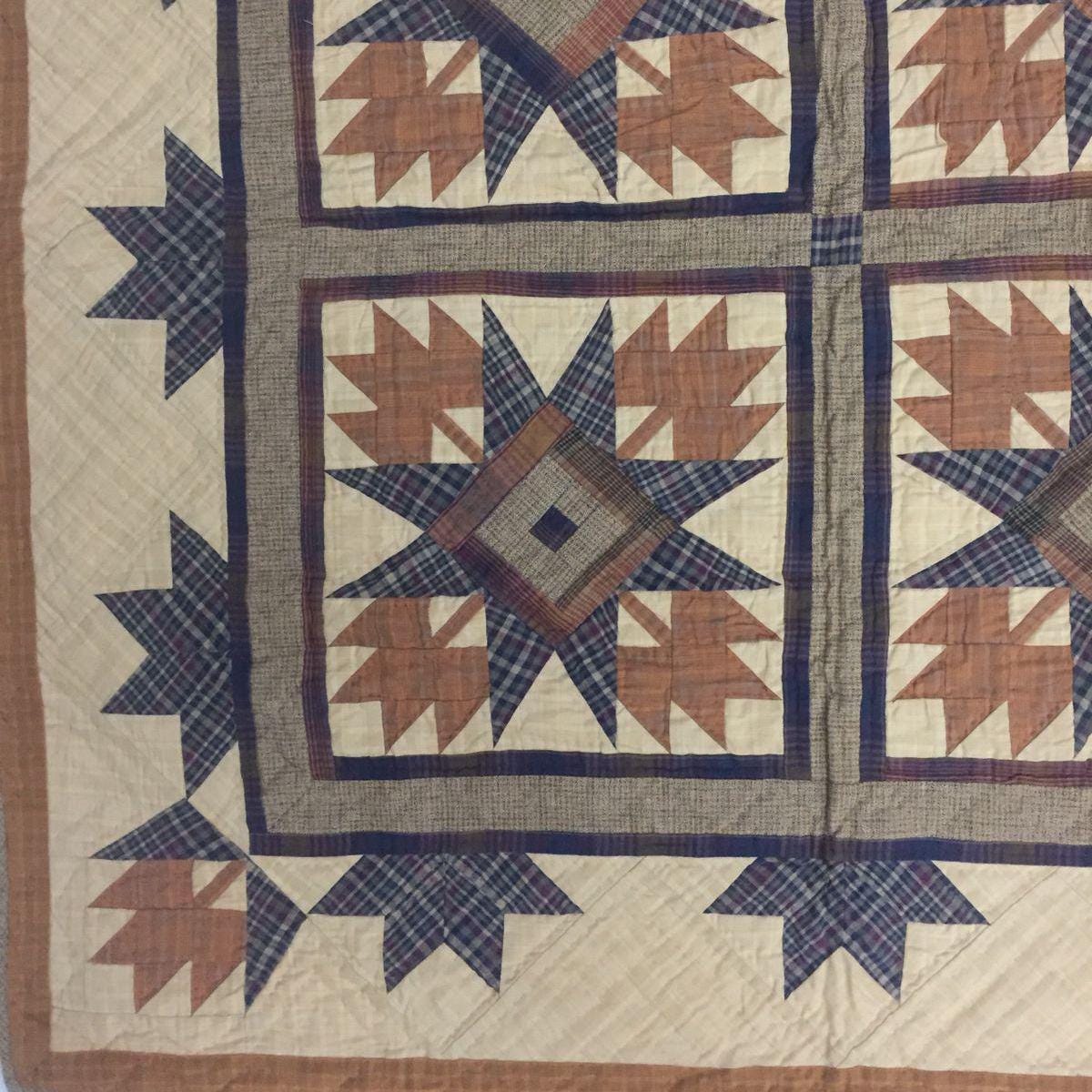 Hand made wall hanging quilt, Throws, Table topper Hand quilted Autumn leaves star 44"x44" Cotton Heirloom Quality by HOME HEART Brands