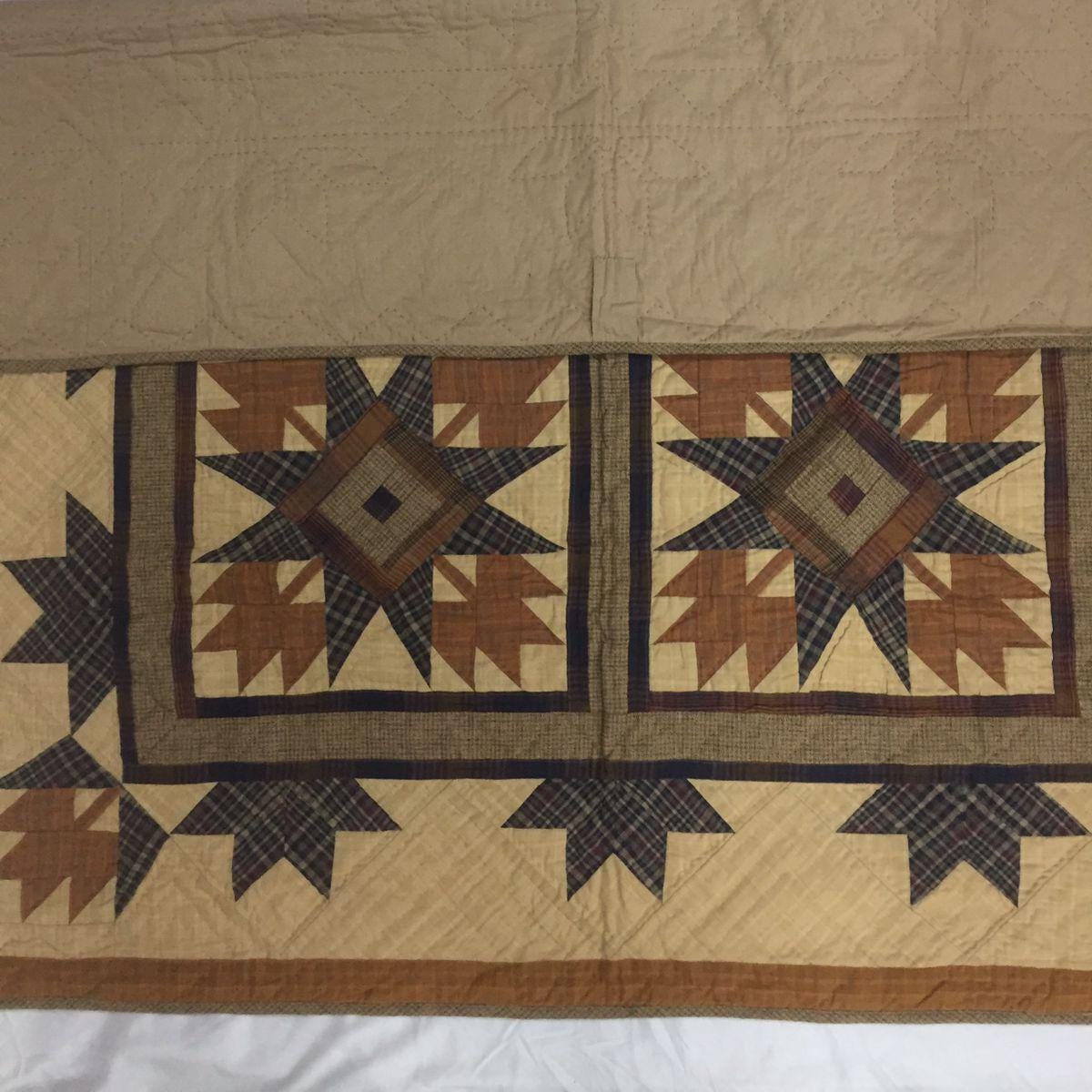 Hand made wall hanging quilt, Throws, Table topper Hand quilted Autumn leaves star 44"x44" Cotton Heirloom Quality by HOME HEART Brands
