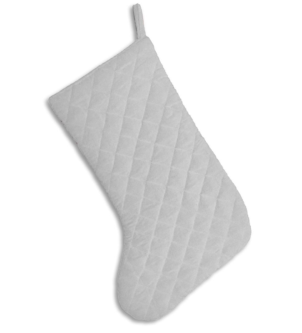 Christmas stocking hand made machine quilted off-white velvet thick(16 inc tall) traditional stocking by HOME HEART Brands(Made in India)
