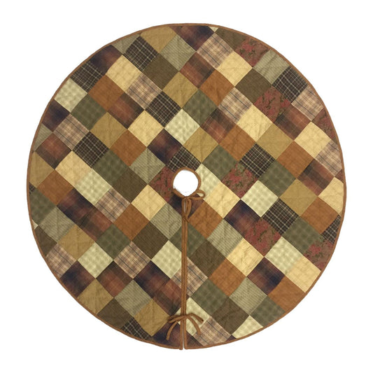 Christmas tree skirt Hand made hand quilted Autumn mix plaid & print patchwork Country primitive Thick décor tree skirt by HOME HEART Brands