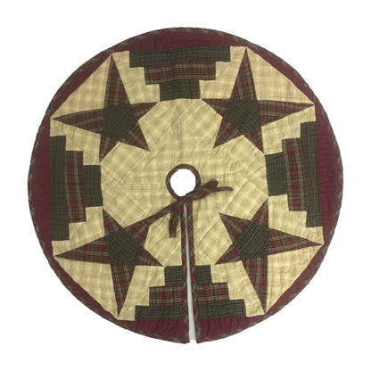 Christmas tree skirt 24" inch hand made hand quilted  star & stripes plaid Heirloom Quality tree skirt by HOME HEART Brands( Made in India)