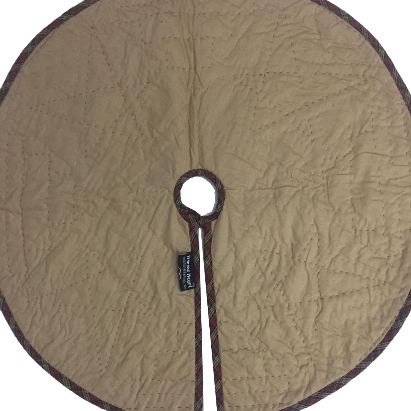 Christmas tree skirt 24" inch hand made hand quilted  star & stripes plaid Heirloom Quality tree skirt by HOME HEART Brands( Made in India)