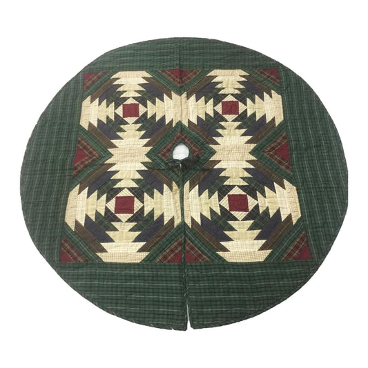 Christmas tree skirt 24" inch hand made hand quilted Pinwheel plaid thick Double Layer Heirloom Quality by HOME HEART Brands( Made in India)