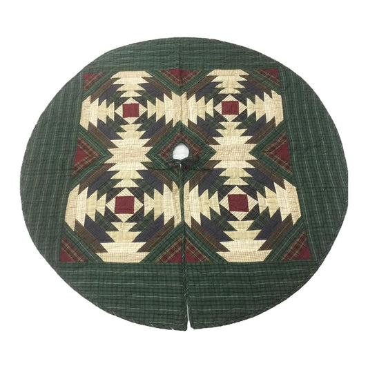 Christmas tree skirt hand made hand quilted Pinwheel plaid thick Double Layer Heirloom Quality by HOME HEART Brands( Made in India)