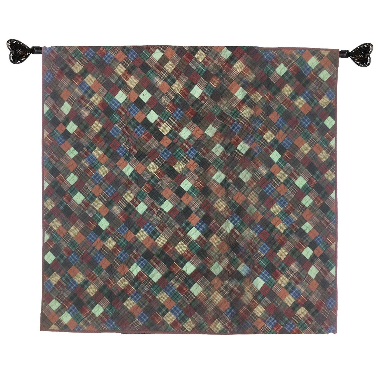 Wall hanging Hand made hand quilted quilt, Throws, Table topper Quilt dazzling square plaid 100% Cotton Quality by HOME HEART Brands