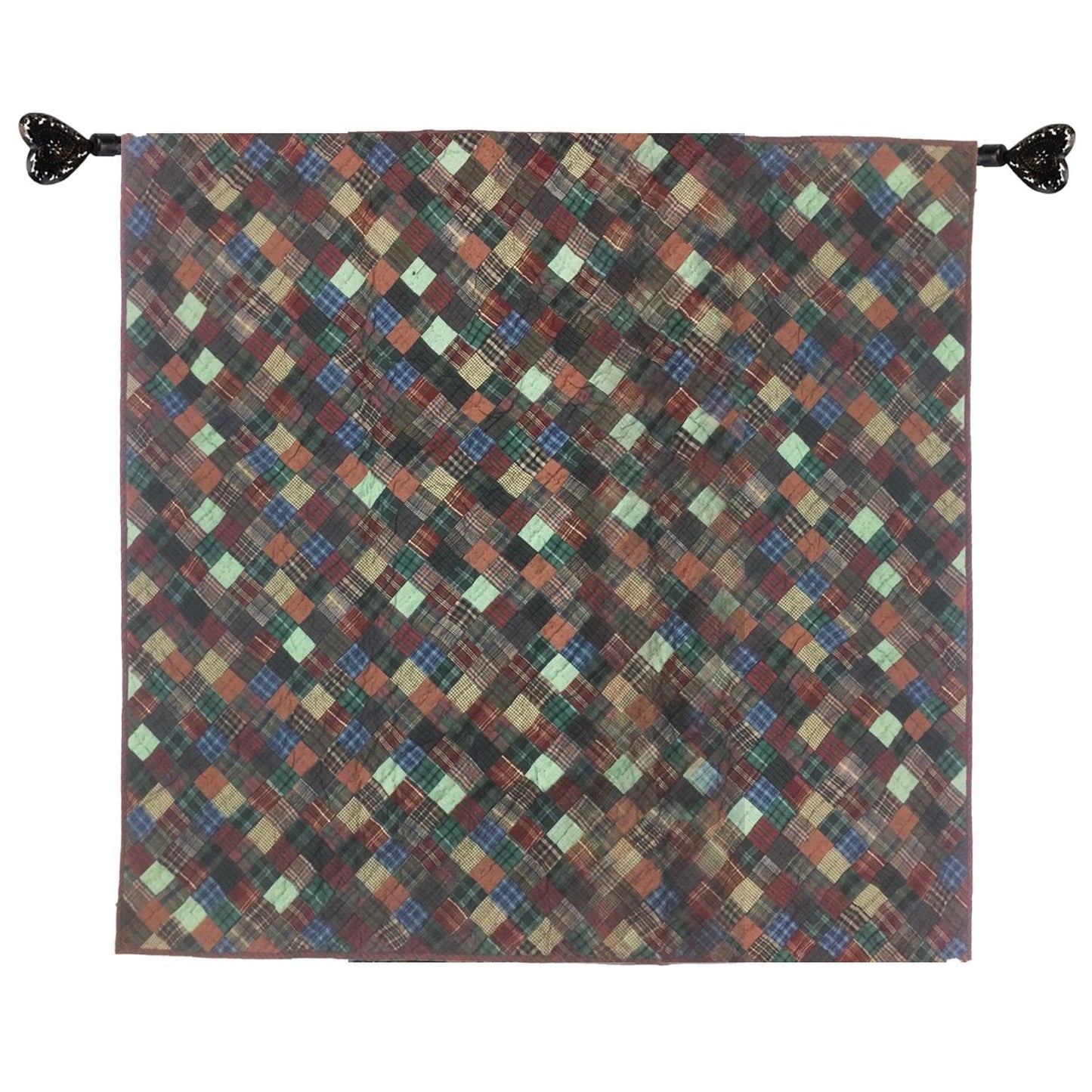 Wall hanging Hand made hand quilted quilt, Throws, Table topper Quilt dazzling square plaid 100% Cotton Quality by HOME HEART Brands