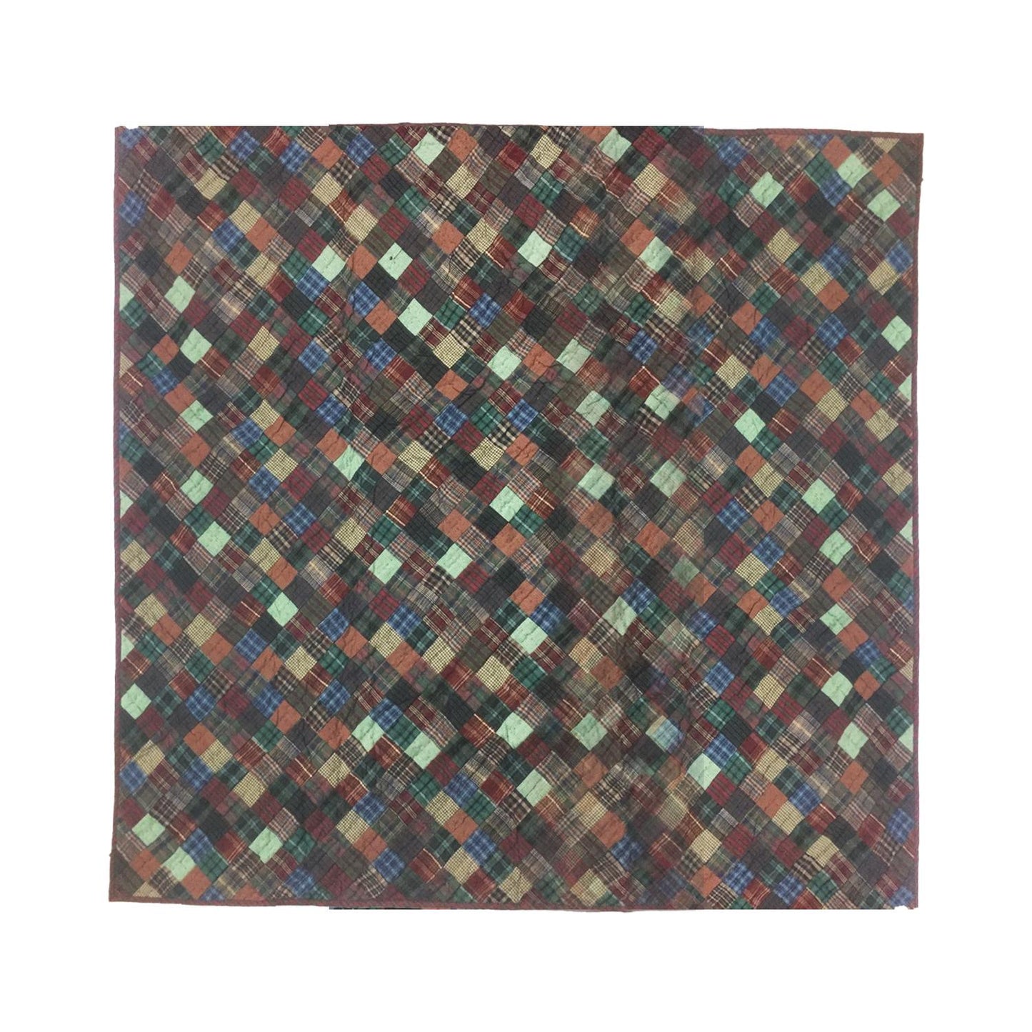Wall hanging Hand made hand quilted quilt, Throws, Table topper Quilt dazzling square plaid 100% Cotton Quality by HOME HEART Brands
