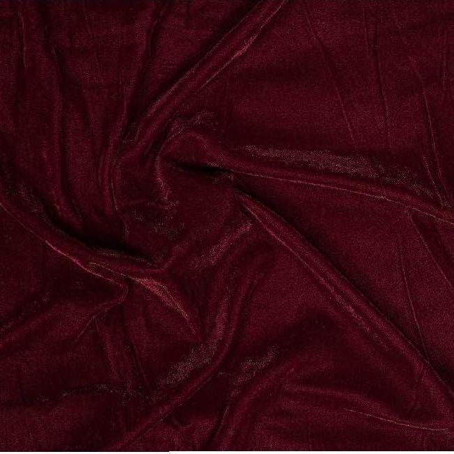 Deep wine maroon color micro velvet soft fabric 42� wide choose your yard meter in cut collection by HOME HEART Brands (Made in India)