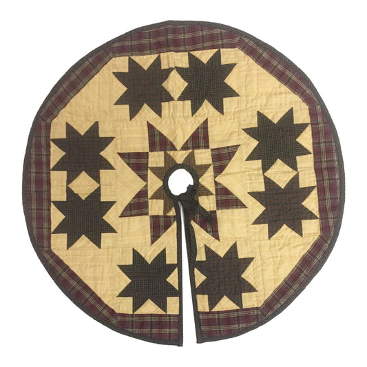 Christmas tree skirt 24" inch hand made hand quilted star of stars plaid Heirloom Quality tree skirt by HOME HEART Brands( Made in India)