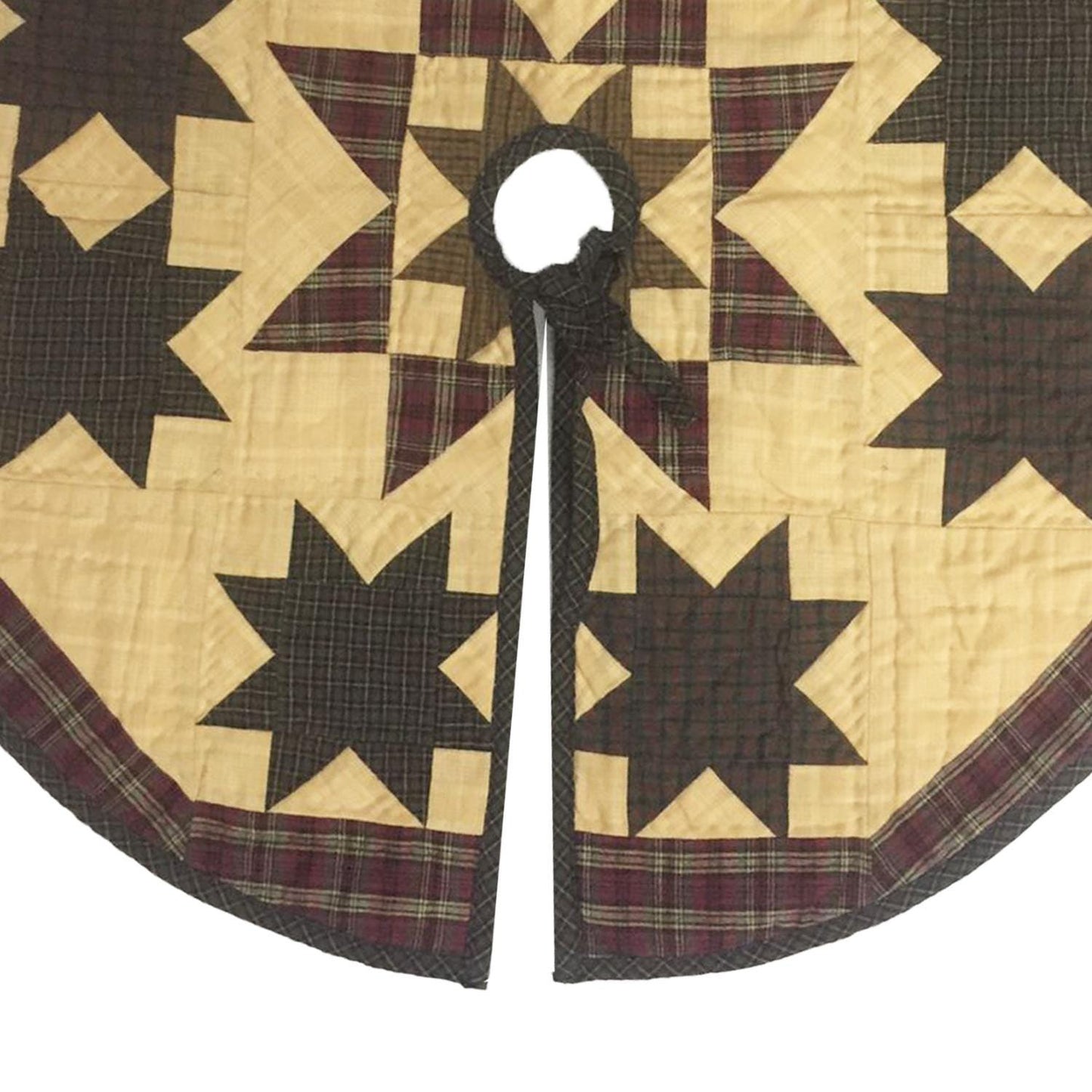 Christmas tree skirt 24" inch hand made hand quilted  star of stars plaid Heirloom Quality tree skirt by HOME HEART Brands( Made in India)