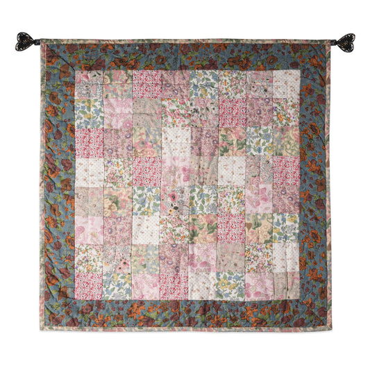 Hand made Hand quilted Throw Quilt, Table Topper 20"x20" calico floral quilt by Home Heart brands (Made in India)