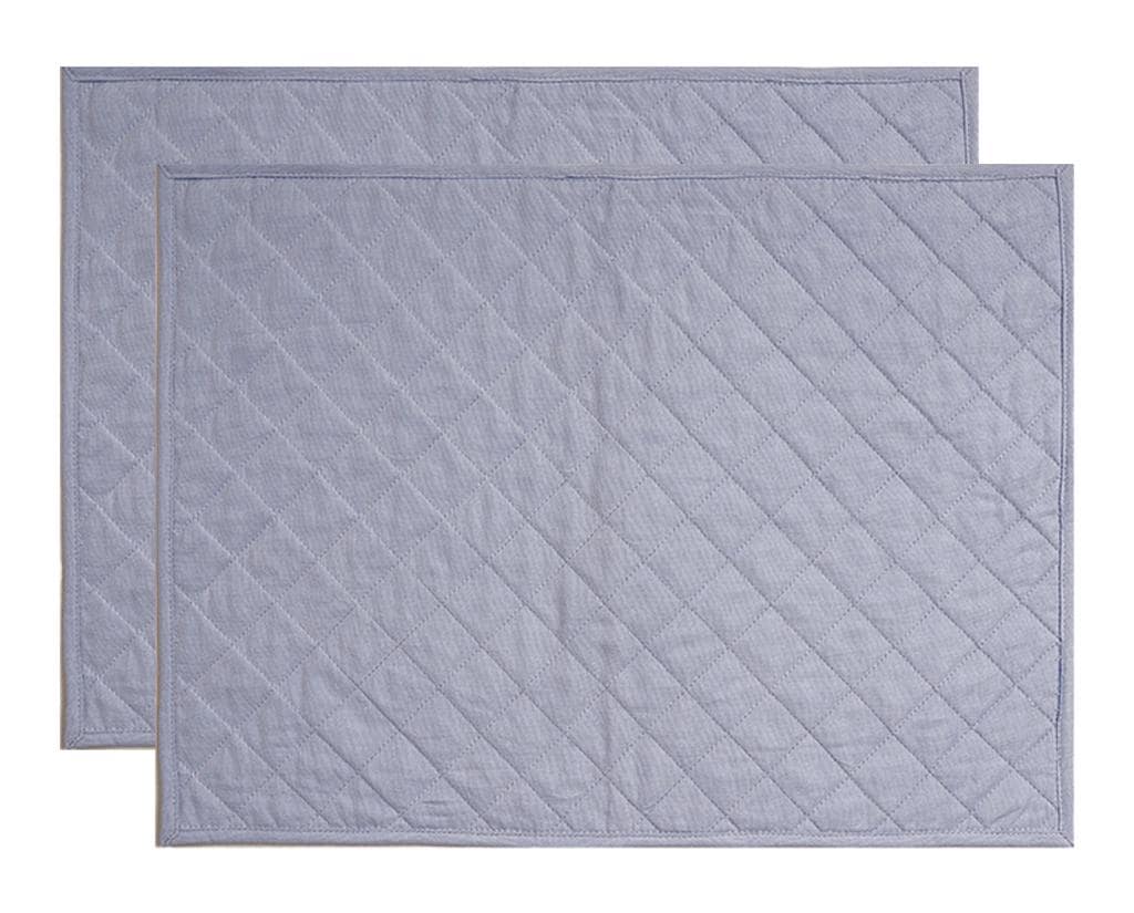 Quilted placemat table mat 100% cotton denim blue chambray 14"X19" by HOME HEART Brands (made in INDIA)
