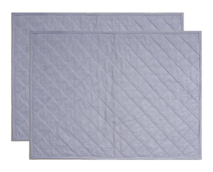 Quilted placemat table mat 100% cotton denim blue chambray 14"X19" by HOME HEART Brands (made in INDIA)