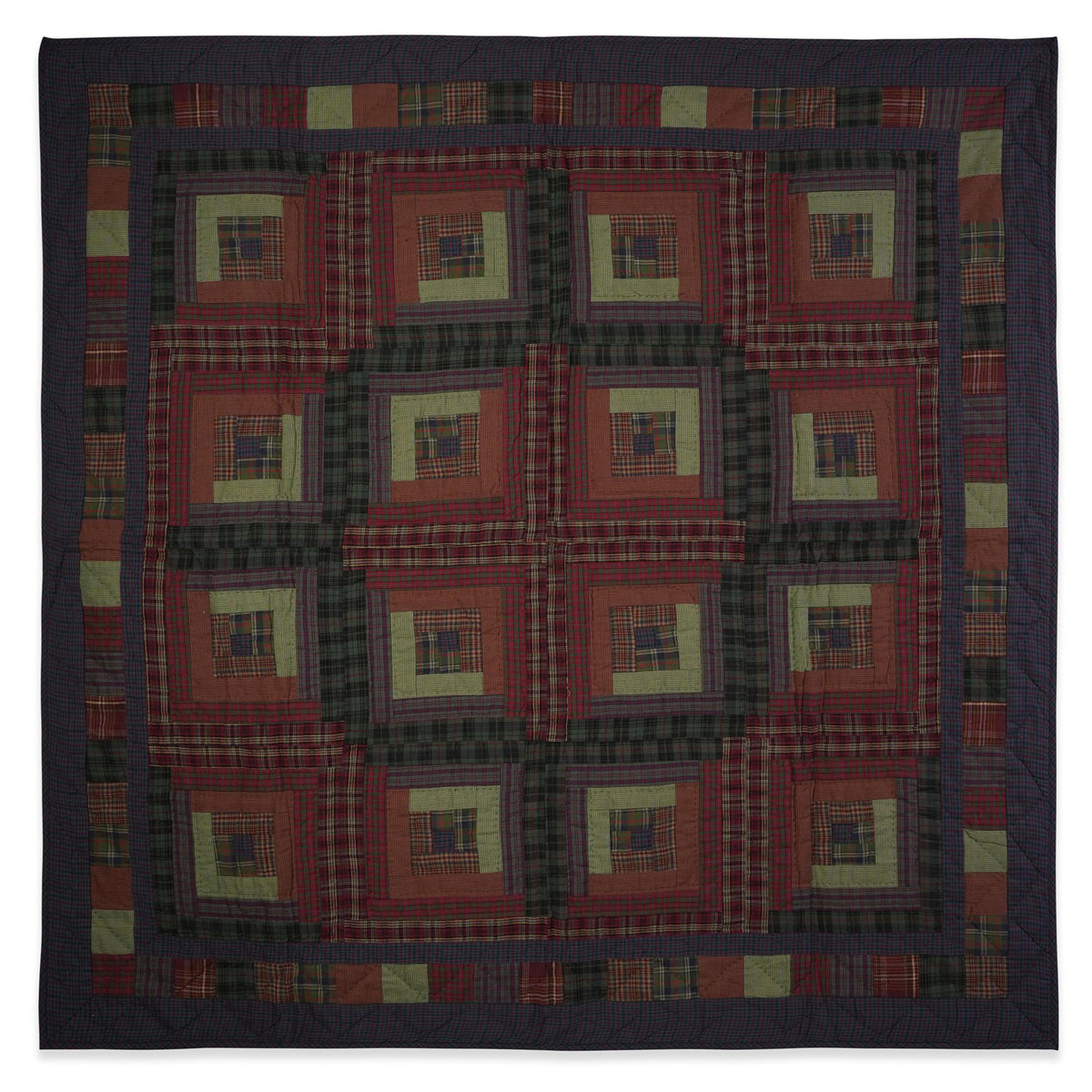 Throw Quilt, wall hanging quilt,Table Topper quilt 44"x44" Log cabin patchwork Hand Quilted 100% Cotton by Home Heart brands (Made in India)