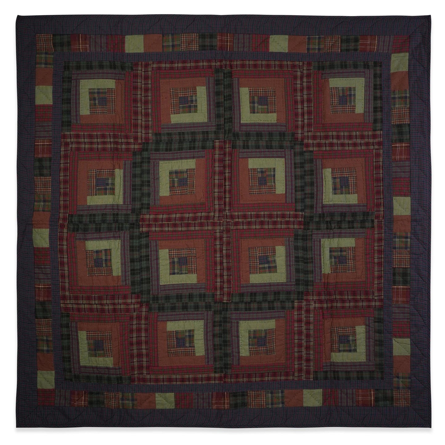 Throw Quilt, wall hanging quilt,Table Topper quilt 44"x44" Log cabin patchwork Hand Quilted 100% Cotton by Home Heart brands (Made in India)