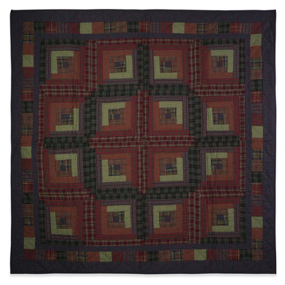 Throw Quilt, wall hanging quilt,Table Topper quilt 44"x44" Log cabin patchwork Hand Quilted 100% Cotton by Home Heart brands (Made in India)