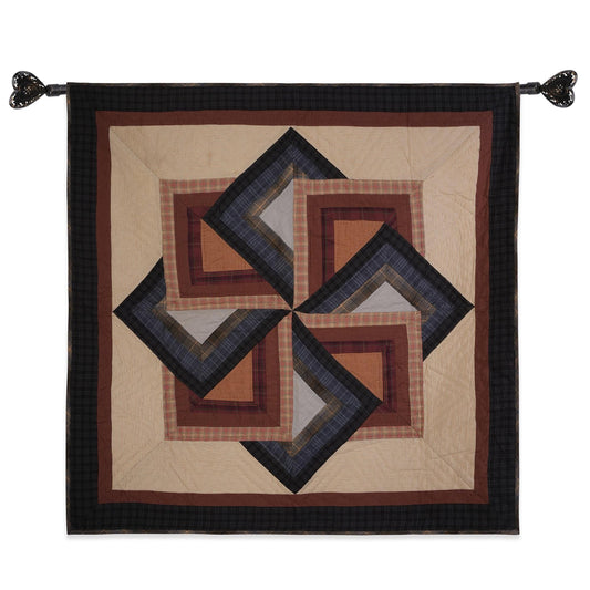 Hand made calico plaid country Pinwheel Star 44"x44" Cotton Hand Quilted patchwork Wall hanging & Toppers, baby quilt by HOME HEART Brands