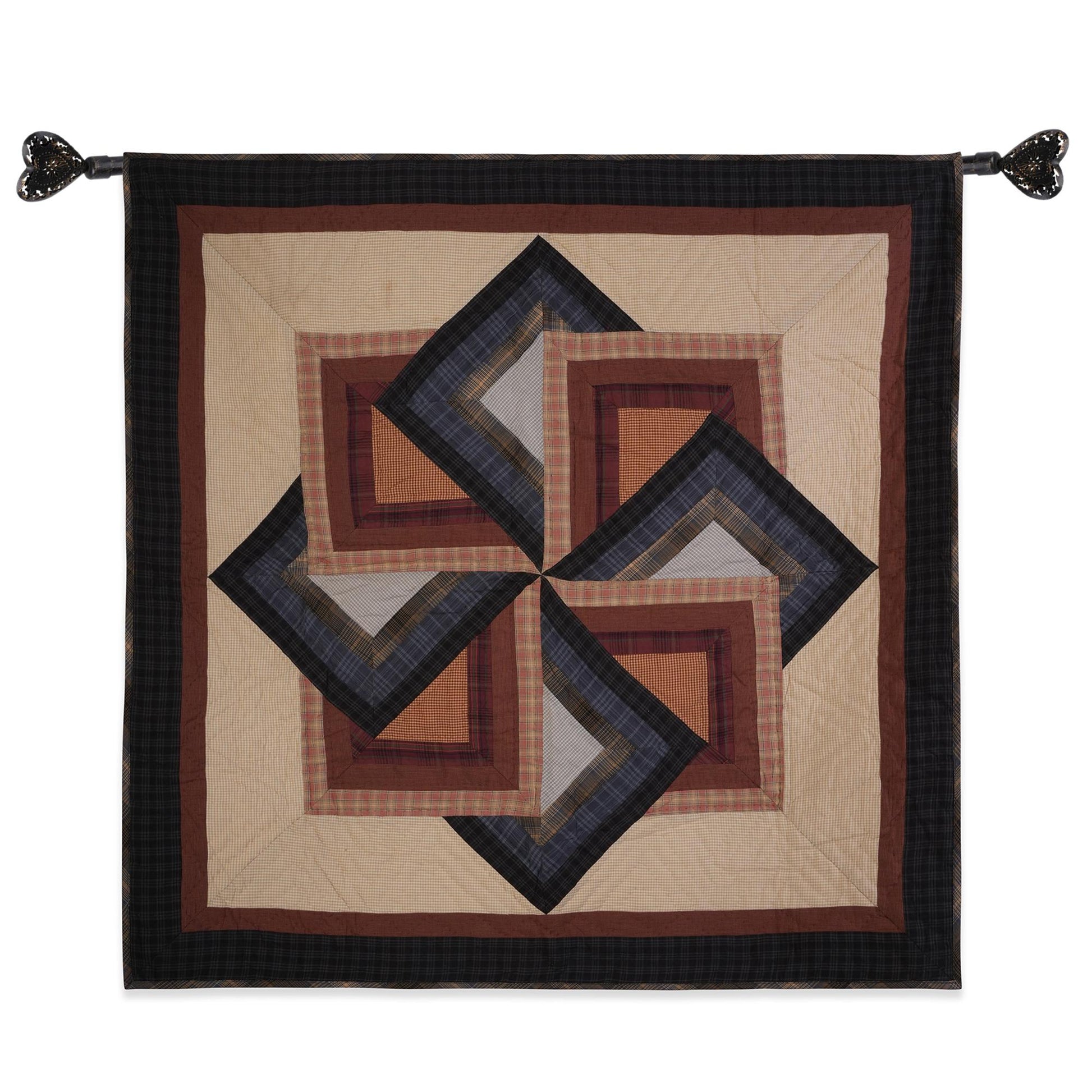 Hand made calico plaid country Pinwheel Star 44"x44" Cotton Hand Quilted patchwork Wall hanging & Toppers, baby quilt by HOME HEART Brands