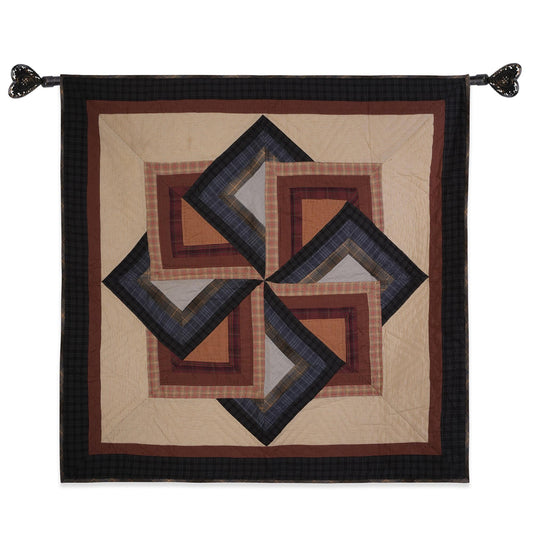 Hand made calico plaid country Pinwheel Star 44"x44" Cotton Hand Quilted patchwork Wall hanging & Toppers, baby quilt by HOME HEART Brands