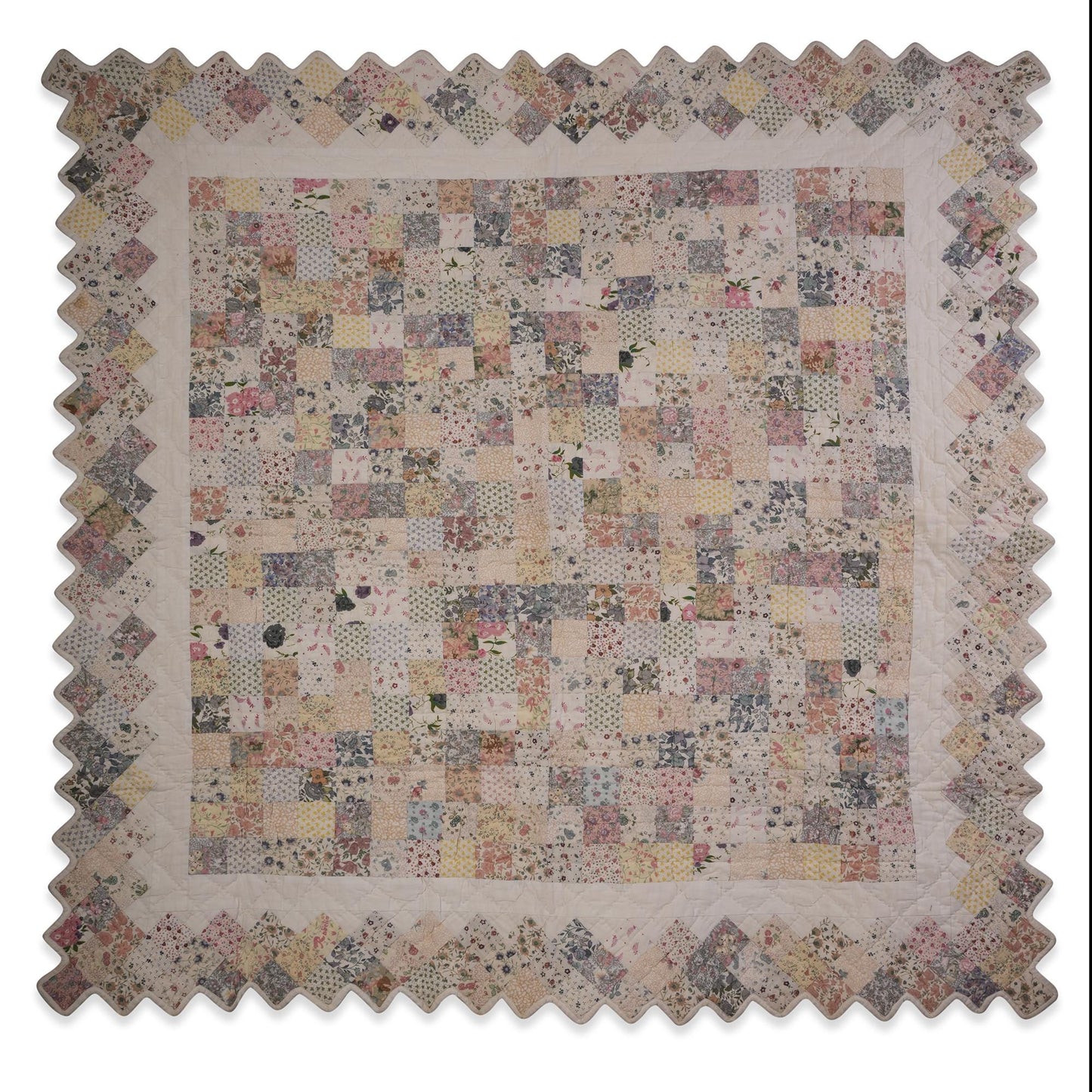 Hand made hand quilted calico cotton floral country square  50"x50" patchwork Wall hanging & Toppers, baby Easter quilt by HOME HEART Brands