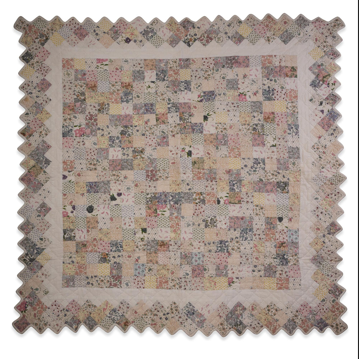 Hand made hand quilted calico cotton floral country square 50"x50" patchwork Wall hanging & Toppers, baby Easter quilt by HOME HEART Brands