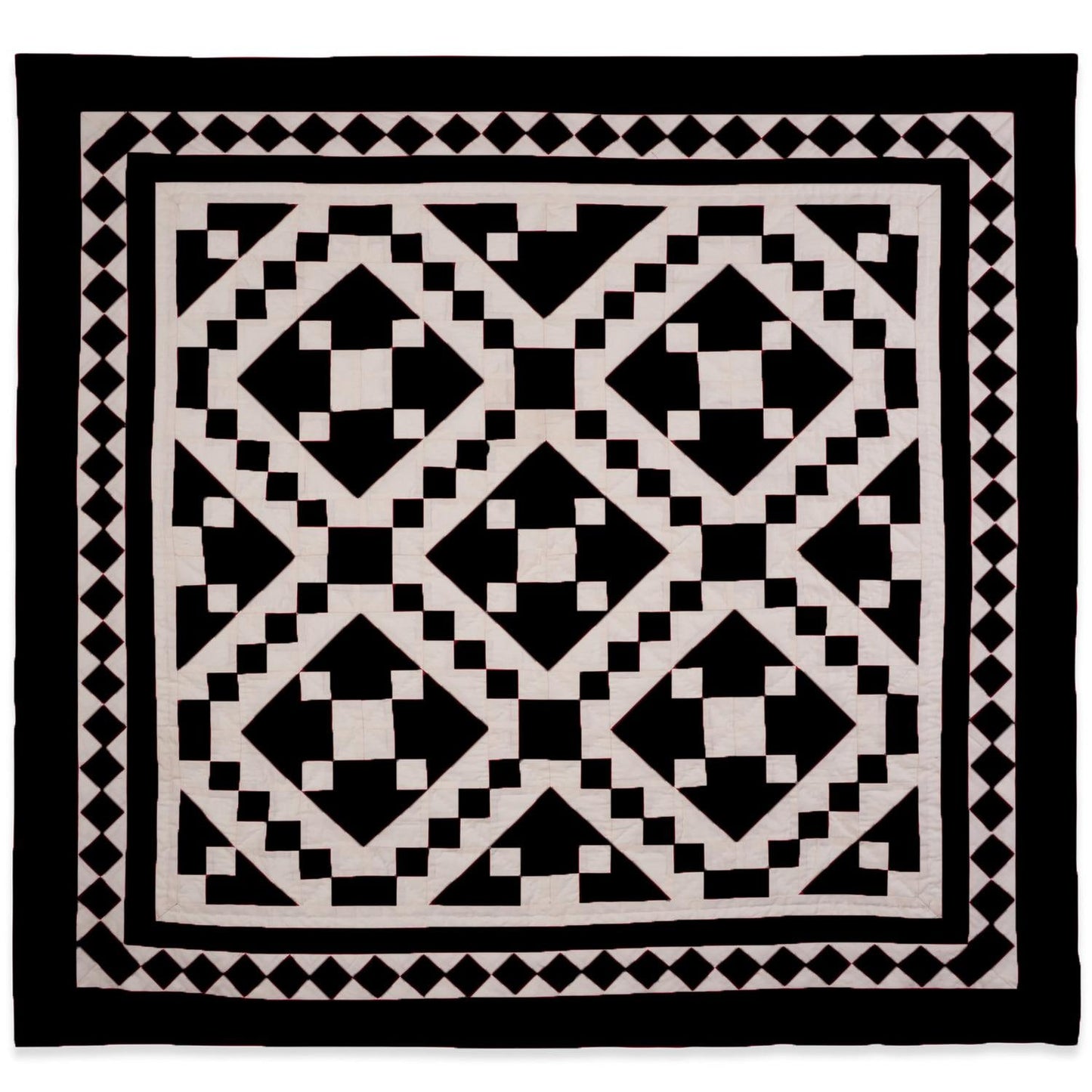 Wall hanging Hand made hand quilted quilt, Throws, Table topper Black Diamond square quilt 100% Cotton Heirloom Quality by HOME HEART Brands