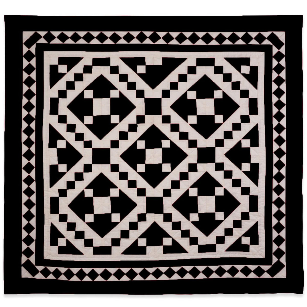 Wall hanging Hand made hand quilted quilt, Throws, Table topper Black Diamond square quilt 100% Cotton Heirloom Quality by HOME HEART Brands