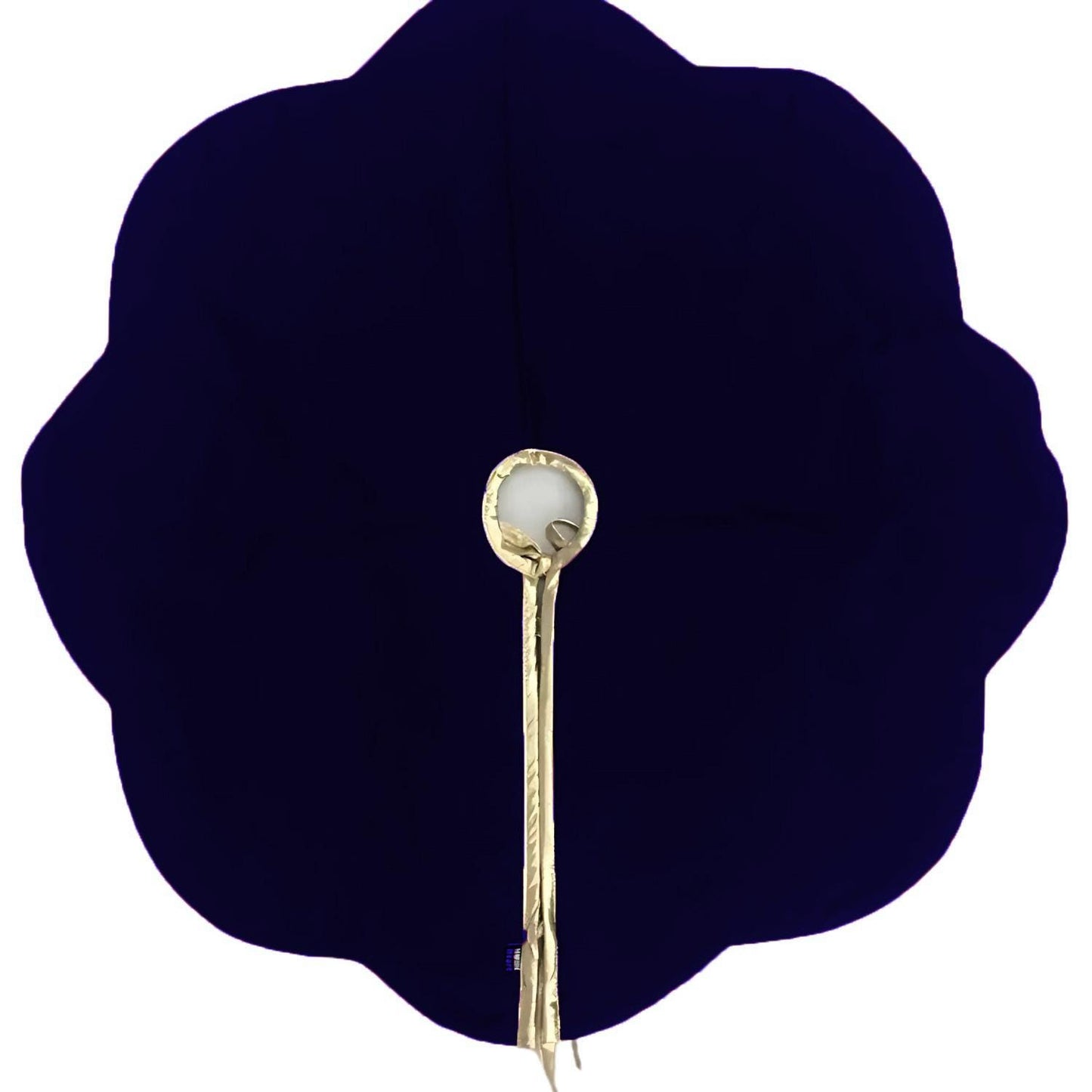Christmas Tree Skirt Handcrafted Scallop Design Navy blue Velvet, gold Trim Double Layer Heirloom by HOME HEART Brands(Made in India)