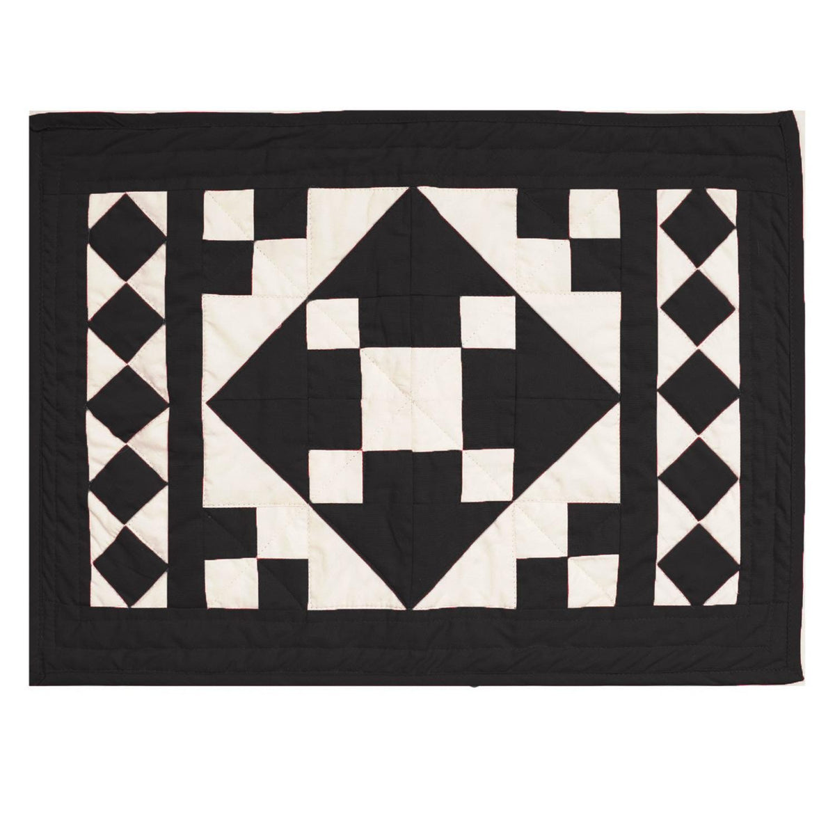 Quilted placemats / Tablemat patchwork Country Black diamond square table top by HOME HEART Brands(Made in India)