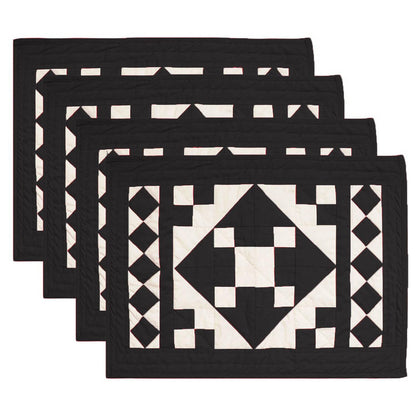 Quilted placemats / Tablemat patchwork Country Black diamond square table top by HOME HEART Brands(Made in India)