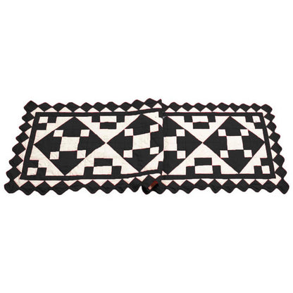 Quilted Table Runners & Toppers patchwork Black diamond square calico cotton fabric by HOME HEART Brands( made in INDIA)