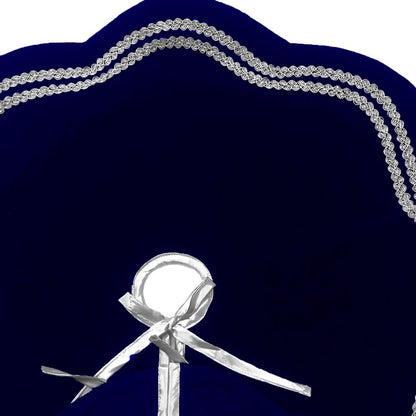 Christmas Tree Skirt Handcrafted Scallop Design royal blue Velvet, silver Trim Double Layer Heirloom by HOME HEART Brands(Made in India)