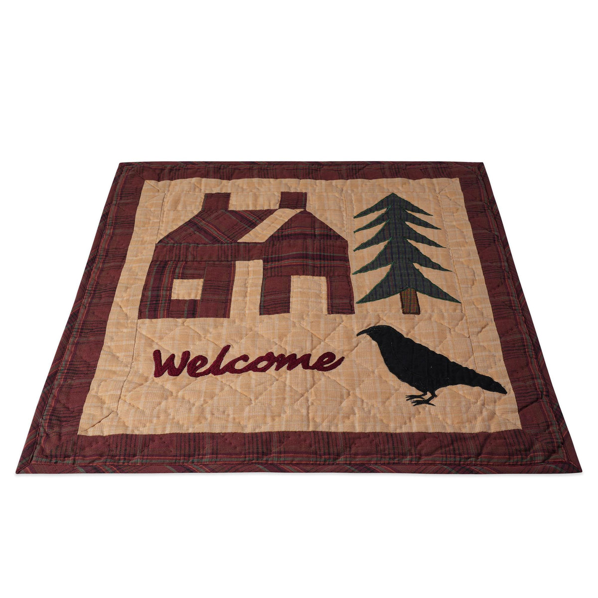 Hand made Hand quilted Throw Quilt, Table Topper 20"x20" welcome home crow quilt by Home Heart brands (Made in India)