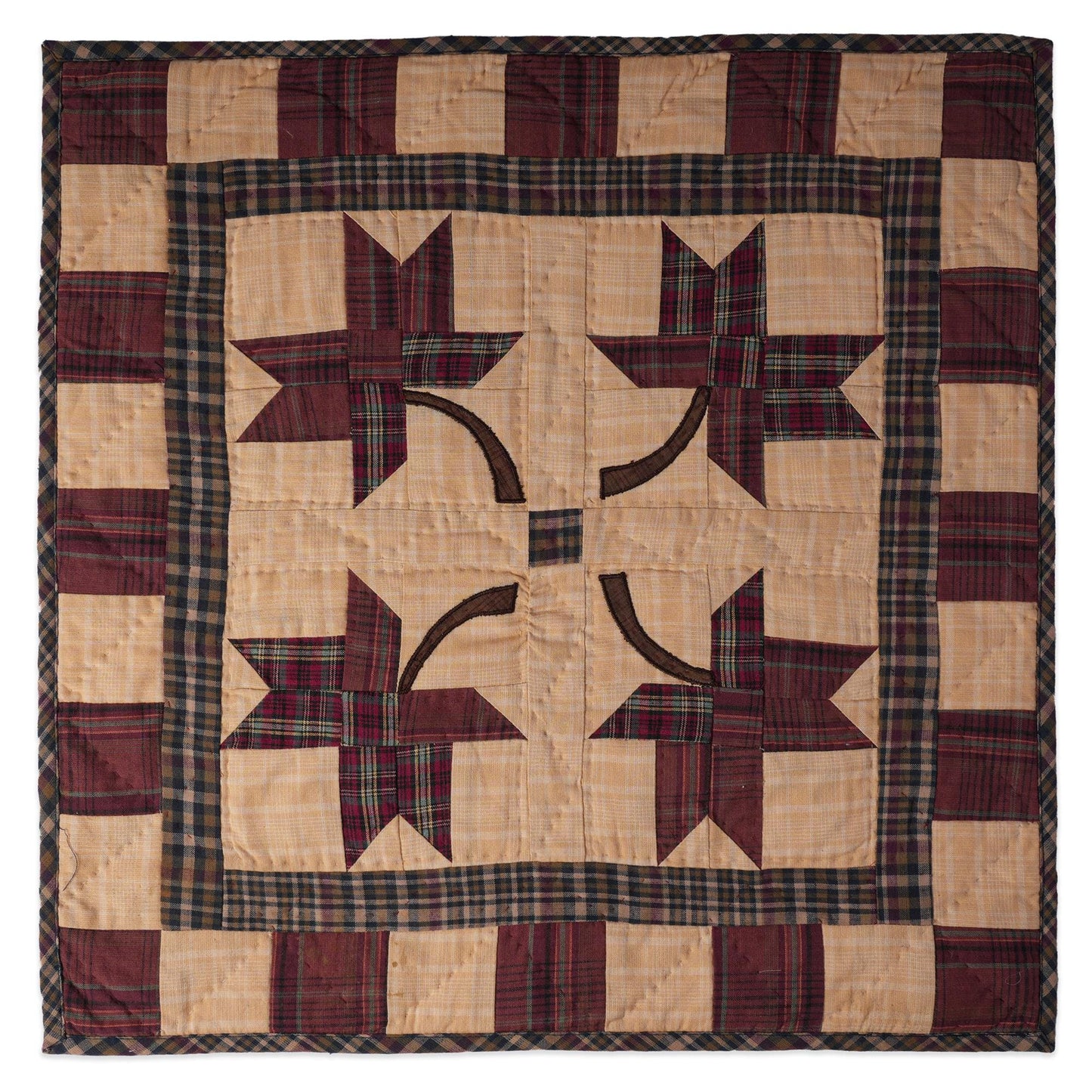 Hand made Hand quilted Throw Quilt, Table Topper 20"x20" Autumn leaves quilt by Home Heart brands (Made in India)