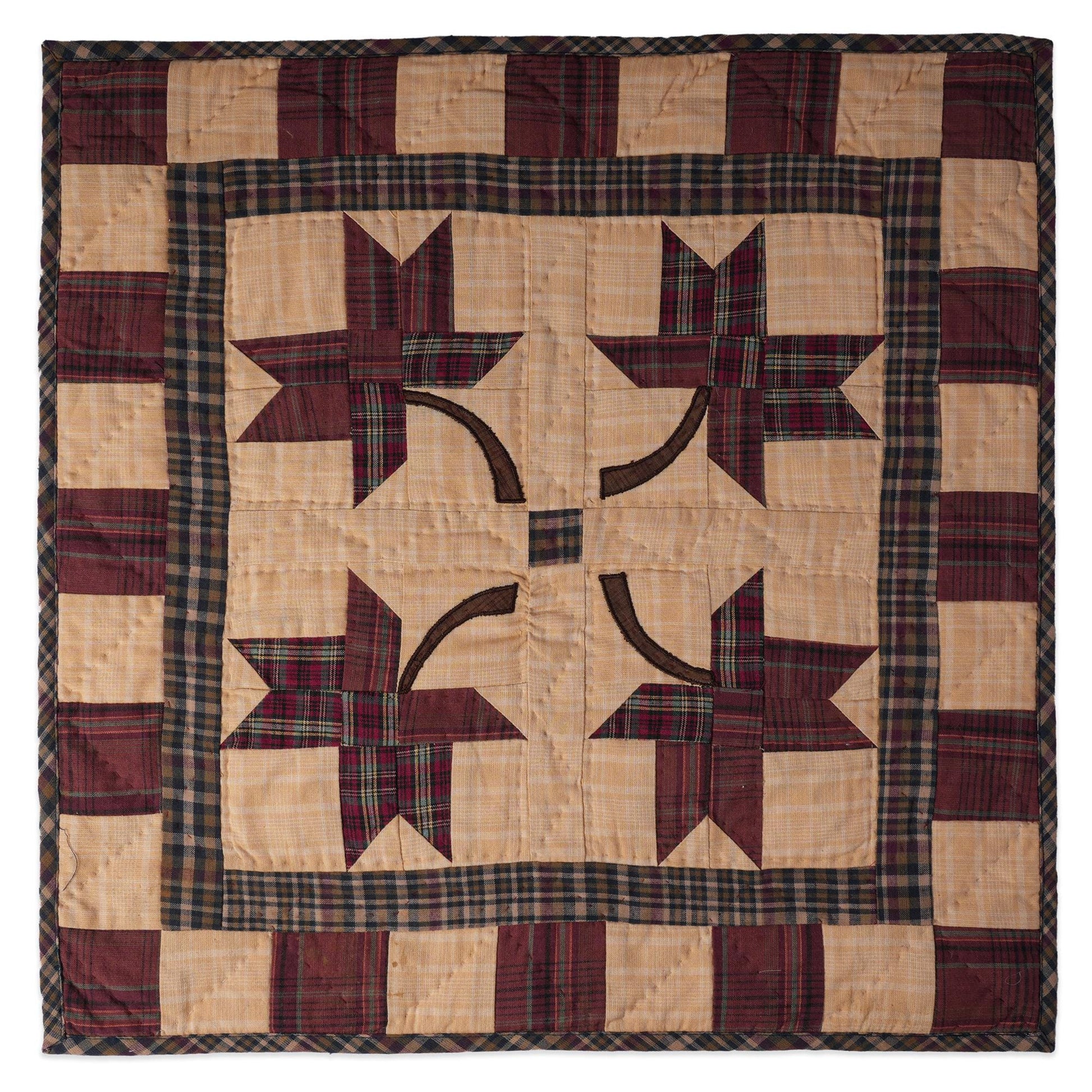 Hand made Hand quilted Throw Quilt, Table Topper 20"x20" Autumn leaves quilt by Home Heart brands (Made in India)