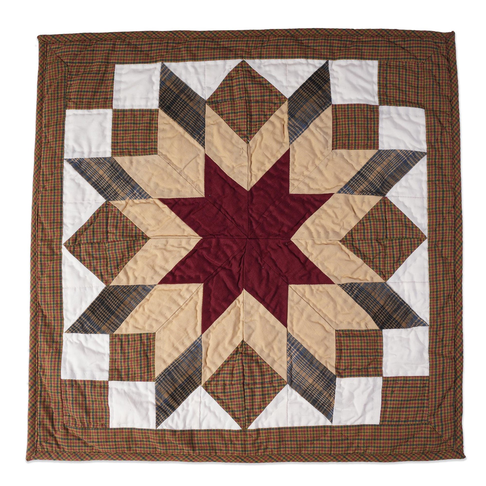 Hand made Hand quilted Throw Quilt, Table Topper 20"x20" Broken star quilt by Home Heart brands (Made in India)