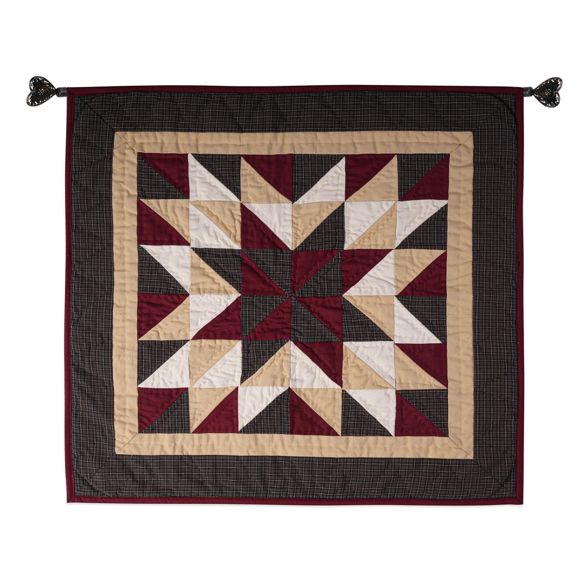 Hand made Hand quilted Throw Quilt, Table Topper 20"x20" Broken star blue plaid quilt by Home Heart brands (Made in India)