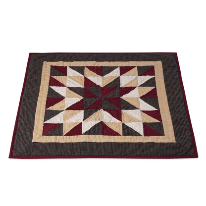 Hand made Hand quilted Throw Quilt, Table Topper 20"x20" Broken star blue plaid quilt by Home Heart brands (Made in India)