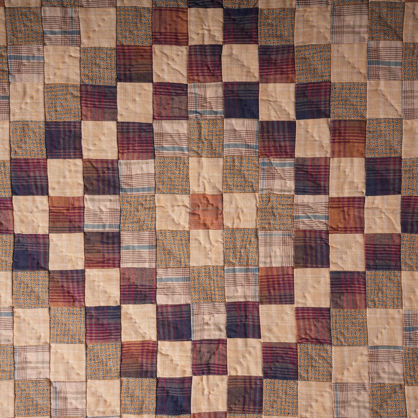 Hand made Hand quilted Throw Quilt, Table Topper  sunrise autumn plaid calico zig zag quilt by Home Heart brands (Made in India)