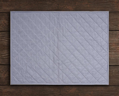 Quilted placemat table mat 100% cotton denim blue chambray 14"X19" by HOME HEART Brands (made in INDIA)