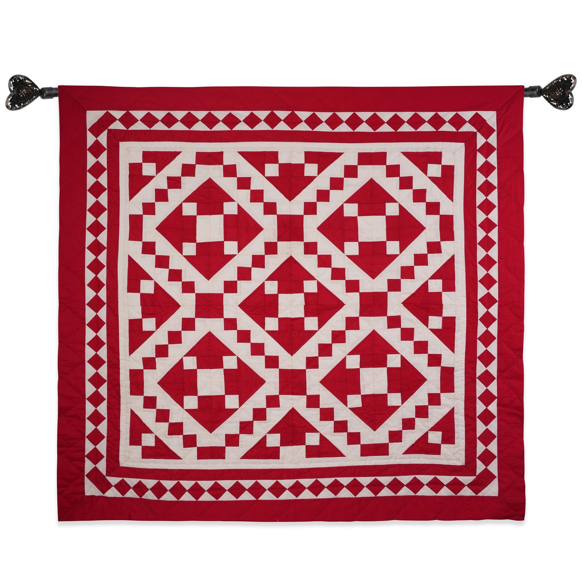 Wall hanging Hand made hand quilted quilt, Throws, Table topper, Baby Quilt Red Diamond square cotton Heirloom Quality by HOME HEART Brands