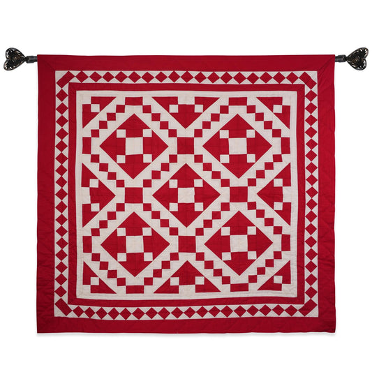 Wall hanging Hand made hand quilted quilt, Throws, Table topper, Baby Quilt Red Diamond square cotton Heirloom Quality by HOME HEART Brands