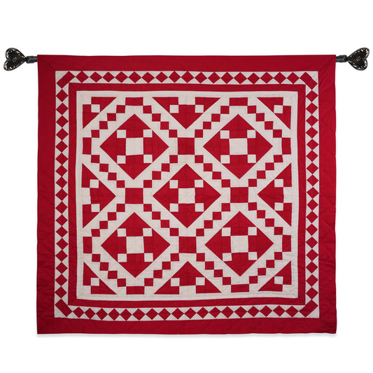 Wall hanging Hand made hand quilted quilt, Throws, Table topper, Baby Quilt Red Diamond square cotton Heirloom Quality by HOME HEART Brands
