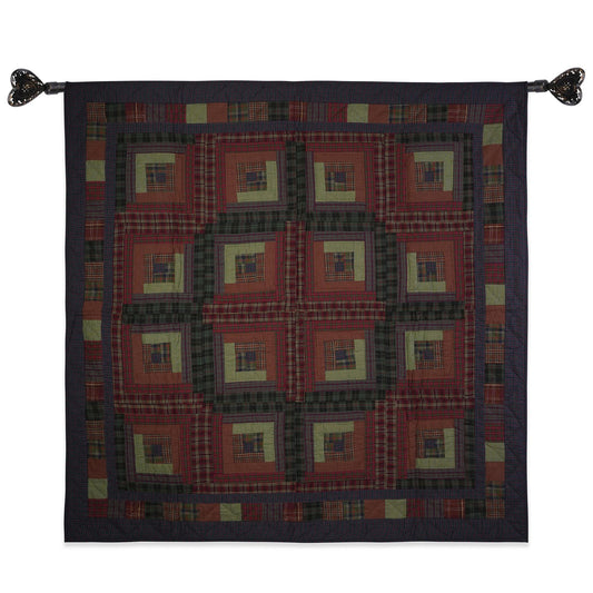 Throw Quilt, wall hanging quilt,Table Topper quilt 44"x44" Log cabin patchwork Hand Quilted 100% Cotton by Home Heart brands (Made in India)