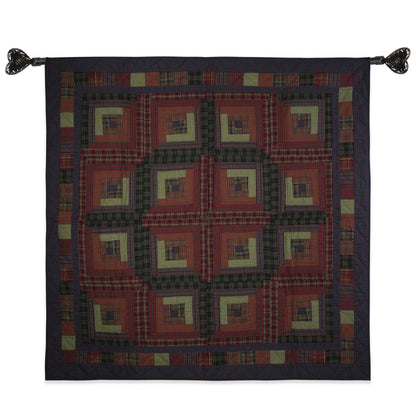 Throw Quilt, wall hanging quilt,Table Topper quilt 44"x44" Log cabin patchwork Hand Quilted 100% Cotton by Home Heart brands (Made in India)