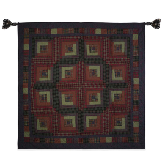 Throw Quilt, wall hanging quilt,Table Topper quilt 44"x44" Log cabin patchwork Hand Quilted 100% Cotton by Home Heart brands (Made in India)
